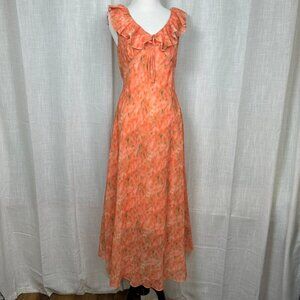 Y2K Babydoll Maxi Dress Womens Medium Forest Fairy Ruffle Coquette Romantic Fall
